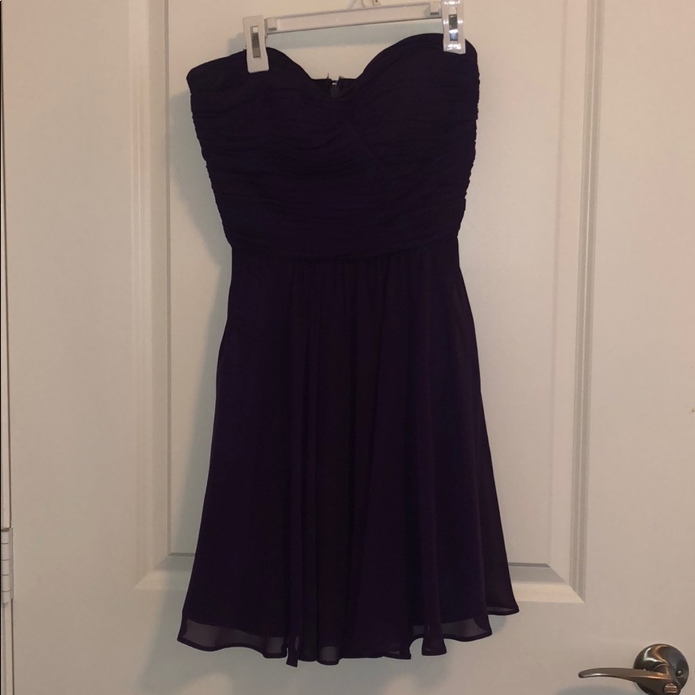 Plum Strapless Chiffon Mini Dress